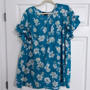 Floral Ruffle Sleeve Top